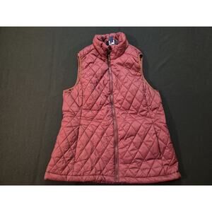 Lands' End Women's Quilted Lightweight Vest Burgundy Medium